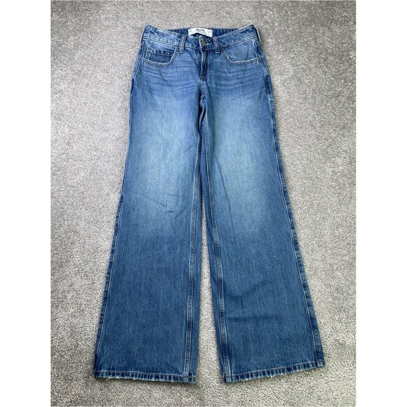 Hollister Denim - Hollister Jeans Women's 23 Blue Baggy Wide Leg Low Rise Medium Wash Denim